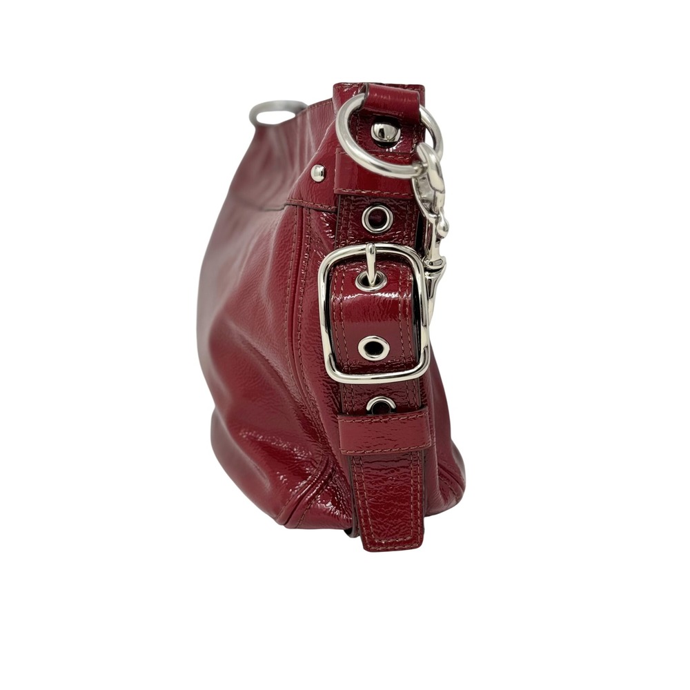Coach Zoe Red Patent Leather Hobo Shoulder Bag F12735 Y2K Silver Hardware - Picture 5 of 12